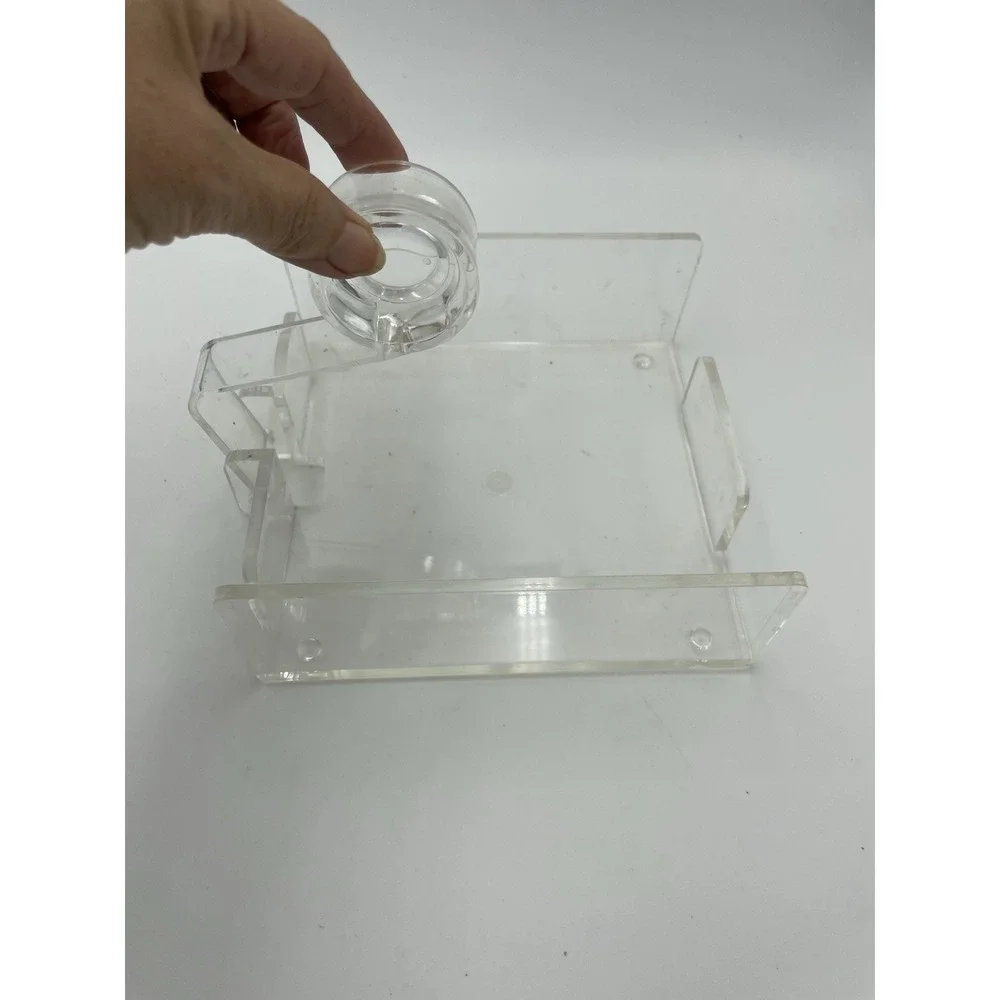 Vintage Acrylic Clear Lucite Luncheon Size Napkin Holder  Wind Catcher & Napkins
